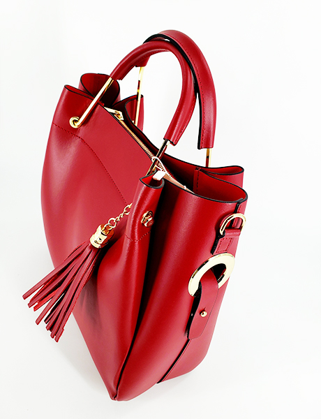 Oxblood Red Top Handle drop Bag(Cuir)