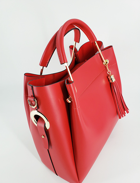 Red Top Handle drop Bag(Cuir)